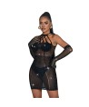 SUBBLIME - 952235 ROBE RÉSEILLE AVEC STRASS NOIR TAILLE UNIQUE