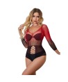 SUBBLIME - 952259 ROBE RÉSILLE ÉLASTIQUE MANCHES LONGUES DÉGRADÉ ROUGE ET NOIR TAILLE UNIQUE