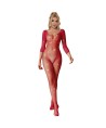 SUBBLIME - 952419 BODYSTOCKING RESILLE AVEC LOSANGES MANCHES LONGUES ROUGE TAILLE UNIQUE