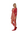 SUBBLIME - 952419 BODYSTOCKING RESILLE AVEC LOSANGES MANCHES LONGUES ROUGE TAILLE UNIQUE