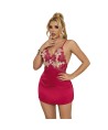 SUBBLIME - 954123 BABYDOLL AVEC DESSIN FLORAL ROUGE S/M