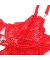 SUBBLIME - 954208 BABYDOLL EN DENTELLE À BRETELLES RÉGLABLES ROUGE S/M