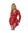 SUBBLIME - 953782 CHEMISIER DE NUIT EN DENTELLE + STRING ROUGE L/XL