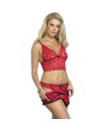 SUBBLIME - 953898 CHEMISIER DE NUIT EN SOIE ET DENTELLE + CULOTTE ROUGE S/M