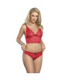 SUBBLIME - 953898 CHEMISIER DE NUIT EN SOIE ET DENTELLE + CULOTTE ROUGE S/M