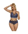 SUBBLIME - 954062 SOUTIEN-GORGE + CULOTTE DENTELLE BLEU S/M