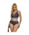 SUBBLIME - 954062 SOUTIEN-GORGE + CULOTTE DENTELLE BLEU S/M