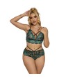 SUBBLIME - 954086 SOUTIEN-GORGE + CULOTTE DENTELLE VERT S/M