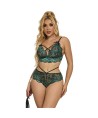 SUBBLIME - 954086 SOUTIEN-GORGE + CULOTTE DENTELLE VERT S/M