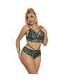 SUBBLIME - 954086 SOUTIEN-GORGE + CULOTTE DENTELLE VERT S/M