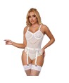 SUBBLIME - 954284 BODY AVEC CHAÎNES + PORTE-JARRETELLES BLANC S/M