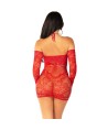 LEG AVENUE - ROBE MINI EN MAILLE À ÉPAULES DÉNUDÉES ET À MANCHES LONGUES ROUGE