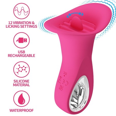 PRETTY LOVE - CLYDE VIBRATEUR ORAL LANGUE VIBRANTE 12 VIBRATIONS ROSE