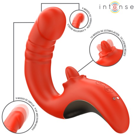 INTENSE - VIBRATEUR ET STIMULATEUR PAULINA EN FORME DE U ROUGE