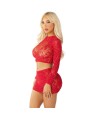 LEG AVENUE - JUPE COURTE ET MINI-JUPE EN FILET BRILLANT ROUGE