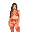 LEG AVENUE - SOUTIEN-GORGE + STRING + BAS ROUGE TAILLE UNIQUE