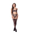 LIVCO CORSETTI FASHION - SOUTIEN-GORGE + PORTE-JARRETELLES + CULOTTE KEILA LC 20245 NOIR S/M