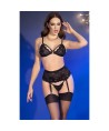 CHILIROSE - CR 4728 ENSEMBLE SOUTIEN-GORGE + STRING + BAS NOIR S