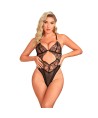 SUBBLIME - 955212 BODY TRANSPARENT AVEC DENTELLE CREUSE NOIRE S/M