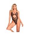 SUBBLIME - 955212 BODY TRANSPARENT AVEC DENTELLE CREUSE NOIRE S/M