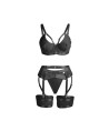 SUBBLIME - 955236 ENSEMBLE SOUTIEN-GORGE BONDAGE NOIR AVEC JARRETELLE S/M