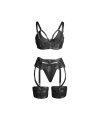 SUBBLIME - 955236 ENSEMBLE SOUTIEN-GORGE BONDAGE NOIR AVEC JARRETELLE S/M