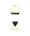 SUBBLIME - 955274 ENSEMBLE SOUTIEN-GORGE AVEC COLLIER ET DÉTAILS DE JAMBES VERT FLUORESCENT S/M