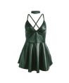 SUBBLIME - 955434 ROBE À BRETELLES EN CUIR VERT S/M