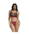 SUBBLIME - 955533 ENSEMBLE SOUTIEN-GORGE À FERMETURE ÉCLAIR EN CUIR VERNI ROUGE S/M