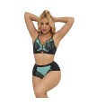 SUBBLIME - 955557 ENSEMBLE SOUTIEN-GORGE EN CUIR VERNI VERT AVEC FERMETURE ÉCLAIR S/M