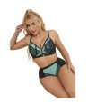 SUBBLIME - 955557 ENSEMBLE SOUTIEN-GORGE EN CUIR VERNI VERT AVEC FERMETURE ÉCLAIR S/M