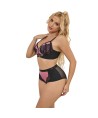 SUBBLIME - 955571 ENSEMBLE SOUTIEN-GORGE EN CUIR VERNI ROSE AVEC FERMETURE ÉCLAIR S/M