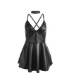 SUBBLIME - 955373 ROBE À BRETELLES EN CUIR NOIR S/M